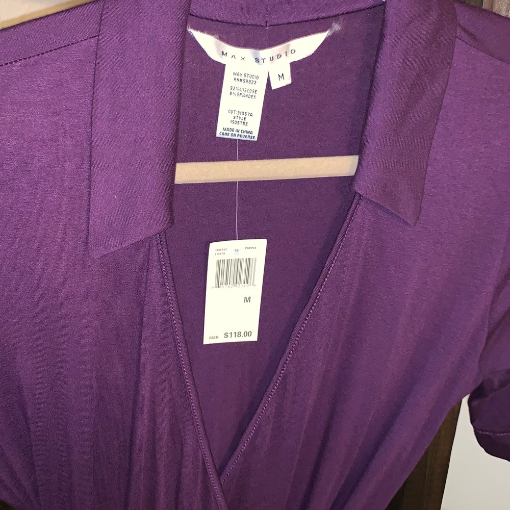 NWT. Purple, Collared Wrap Dress. V-Neck.